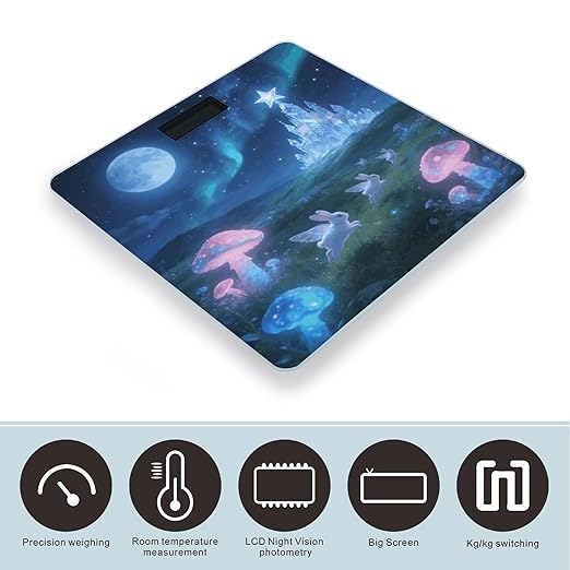Moonlit Night Flying Rabbit Smart Scale for Body Weight Digital Bathroom Scale Toughened Glass Weight Scale with Large LCD Backlight Display High Precision Scales Weighing Machine