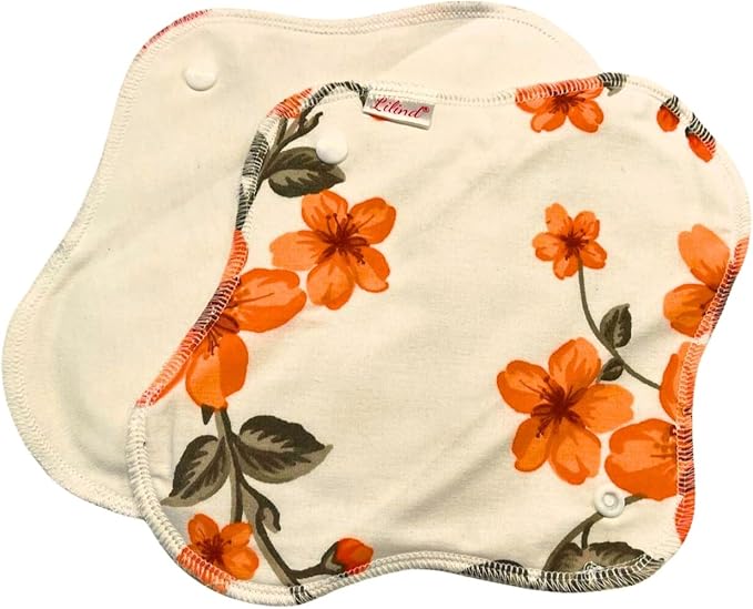 Lilind® 6 Pack Everyday 9 Regular Organic Cloth Pads on Random Color Reusable Menstrual Sanitary Napkins 100% Cotton