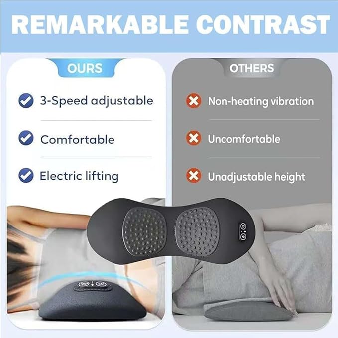 Triple Fusion Back Massager 3-in-1 Back Massager with Traction Lifting Electric Fusion Massager with Lifting and Vibration Massage and Heat Compress Against Pain (Grey)