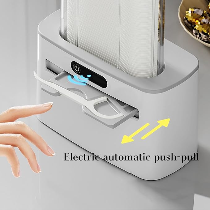 KYOFIS Smart Touchless Floss Pick Dispenser with Sensor Rechargeable Refillable Holder Touchless Dental Care Solution with 500 Count Flossers(Gray)