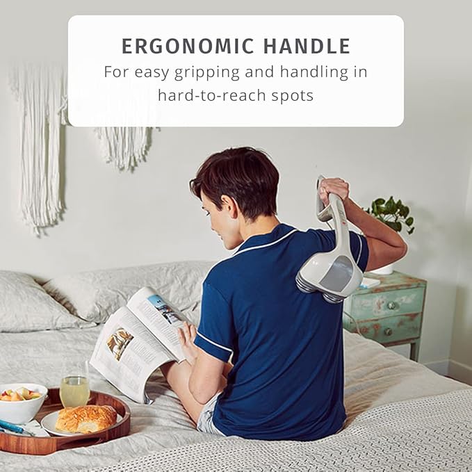 Homedics Back Massager - Heated Automatic Percussion Back Body and Neck Massager with Duel Pivoting Heads Interchangeable Nodes for Shoulders Legs and Feet White
