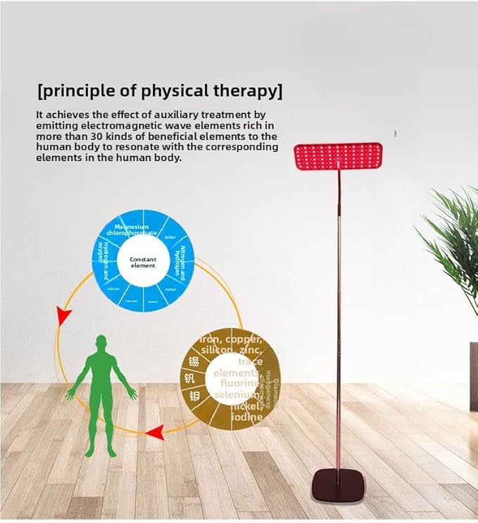 Body and Facial red Light Therapy 660nm 850nm Infrared red Light Treatment lamp Equipment extendable Floor-Standing Type with a Large Panel and a Stable Stand at Home.