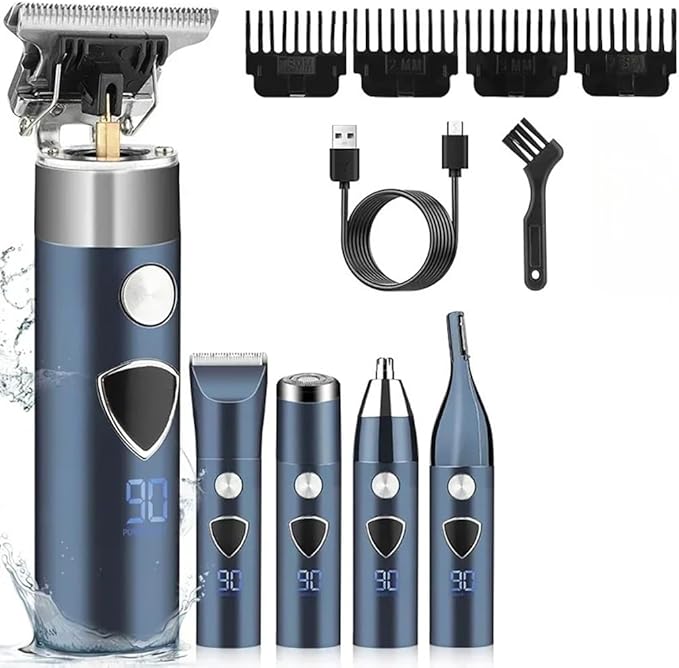 Generic Professional Hair Clippers for Men Men 5-in-1 Multifunctional Hairdresser Eyebrow Trimmer Nose Hair Trimmer Shaver Set Carving Electric Scissors