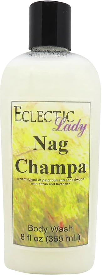Eclectic Lady Liquid Pearl Body Wash - Nag Champa Scent 3-in-1 Use For Bubble Bath Hand Soap &amp Body Wash Phthalate-Free Nag Champa Fragrance Handcrafted in USA (8 oz)