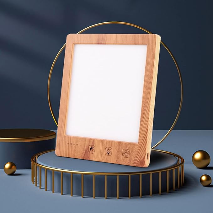 Enjoy Home R.S. LED Wood Grain Light Therapy Lamp UV-Free 10000 Lux 4 Timer Settings 3 Color Temperature &amp Adjustable Brightness Daylight Lamp
