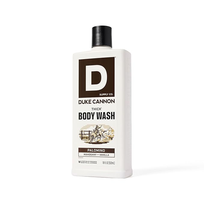 Duke Cannon Supply Co. Thick High Viscosity Body Wash – 3X Thicker Cleansing Shower and Bath Gel Mineral-Enriched for Men – Shower Gel – Men’s Body Scrub – Palomino 3 pack –18 oz