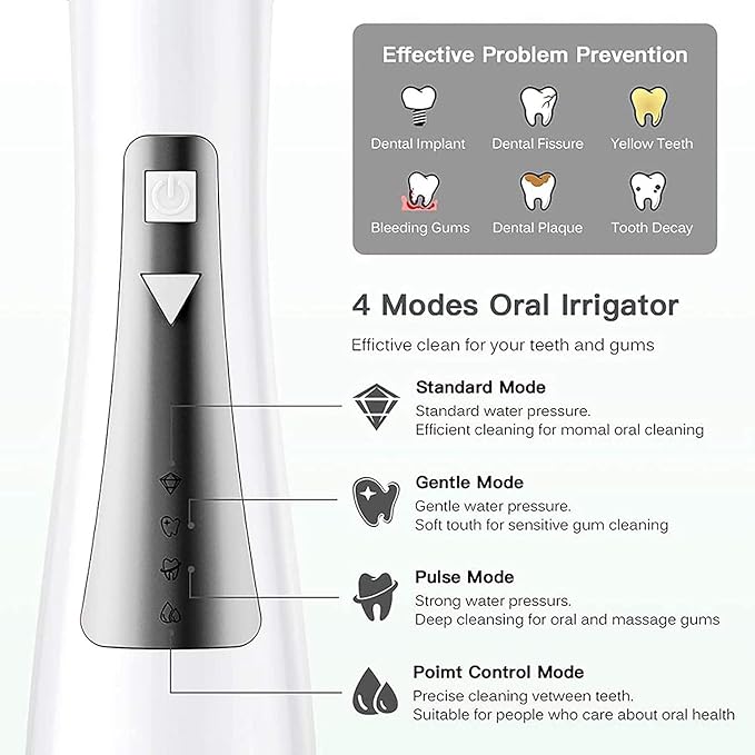 Water Flosser Cordless for Teeth 250ML Professional Dental Oral Irrigator Portable and Rechargeable IPX7 Waterproof Powerful Battery Life Teeth Cleaner for Home Travel Braces and Bridges Care