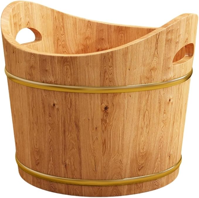 Solid Wood Foot Tub Wood Foot Wash Basin Solid Wood Handmade Soaking Basin Wood Spa Bucket for Massage Foot Bath Barrel Pedicure Soaking Feet Spa