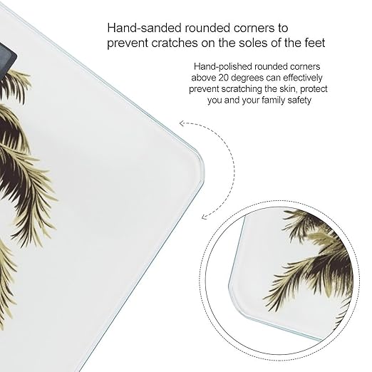 Palm Tree Bathroom Scale Large LCD Backlight Display Digital Scale Rounded Corners Body Scales Automatic Power On/Off Bathroom Scales for Home Bedrooms