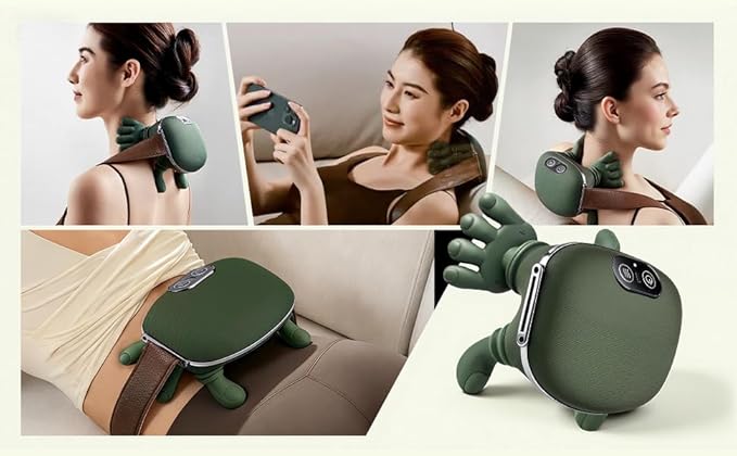 Neck and Shoulder Massager - Bionic Heated Massager Cordless Portable Electric Shiatsu Massager Deep Tissue 4D Kneading Massage Simulated Human fingers Design for Pain Relief and Muscle Relax