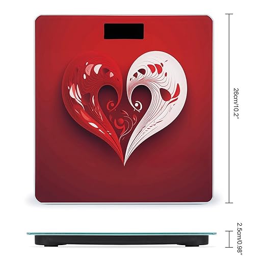 Heart Shaped Pattern Scale for Body Weight Anti-Slip Sturdy Tempered Glass Weighing Machine Highly Digital Accurate Bright LCD Bathroom Scale for Household Gift