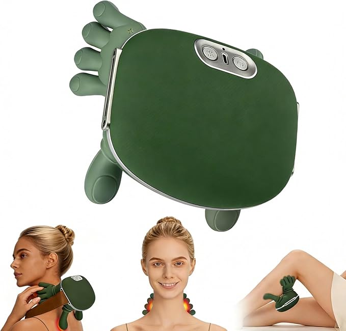 4D Neck Massager with Heat Human-Like Shiatsu Electric Shoulder and Back Massager Wireless Portable for Cervical Pain Relief Rechargeable for Home Office Travel