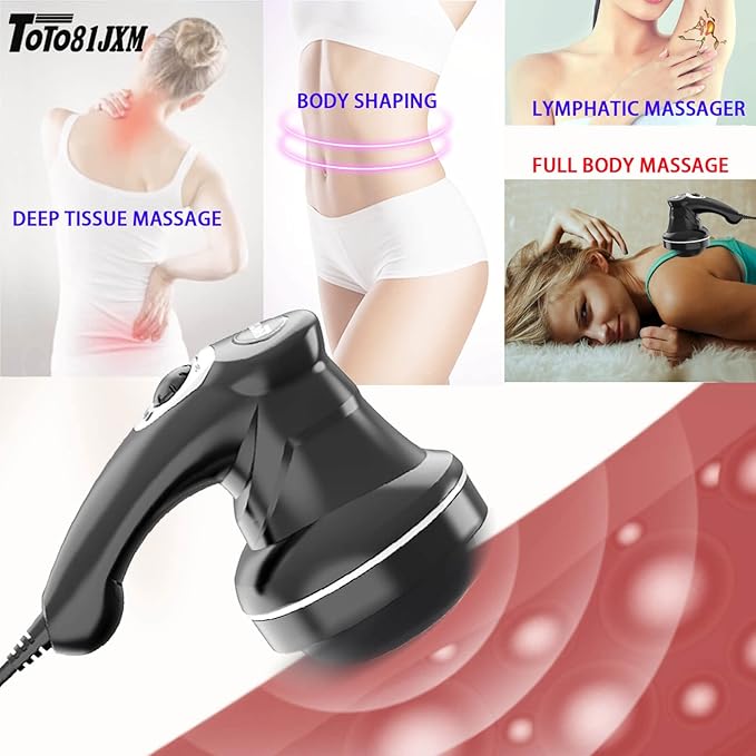 Body Sculpting Machine for Women -6-Speed 8 Heads Cellulite Massage &amp Lymphatic Drainage Device Handheld Vibrating Lipo Roller Massager for Belly Butt Arm Legs Fat Wide Area Home Use (Black)