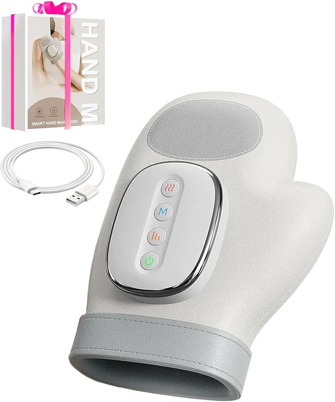 Joyzan Hand Massager with Heat Compression Relief Cordless Finger Massager Professional Wrist Glove 3 Massage 3 Temperatures 5 Compression Models Soothe Fatigue Carpal Tunnel Gift Women Men Mom Dad