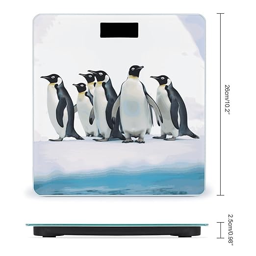 Penguins Weight Scale Digital Electronic Scales Bathroom Scale Larg LCD Backlight Display High Precisio MeasurementsTempered Glass