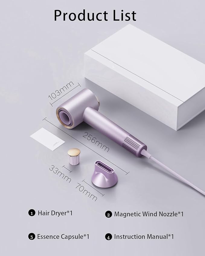 Professional High Speed Ionic Hair Dryer | Ultra-Fast Drying | 2.7 Billion Plasma | Low Noise | 130000 RPM | Fragrance for Faster Drying All Hair Types