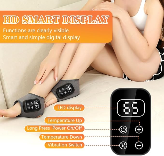 Foot Advanced Renew Triple Method Massager with 5 Vibration Modes and 6 Heat Levels Suitable for Reduce Fatigue and Plantar Fasciitis Travel &amp Home Use（Grey 2pcs）