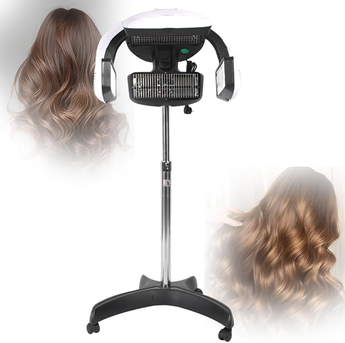 Wall Mounted/Vertical Hair Dryer for Salon with Hood &amp Hair Steamer Cordless Hair Dryer with Stand Professional Hair Drying Tool for Hair Salon Hanging Design for Space-Save(Standing Type)
