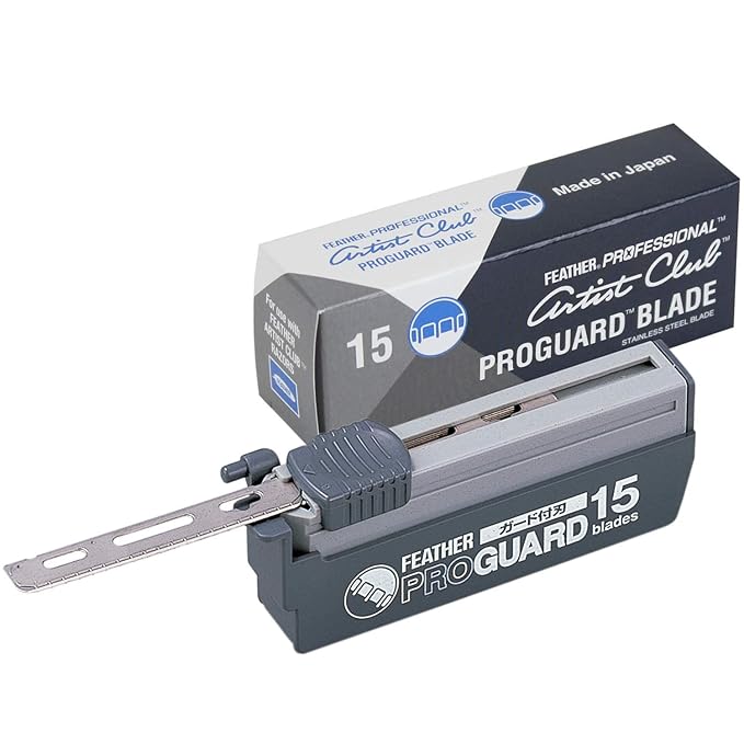 Feather Artist Club ProGuard Razor Blades - (3 Pack of 15) - Single Straight Edge Razor Blades with Guard Refills for Shaving - For Men &amp Barbers