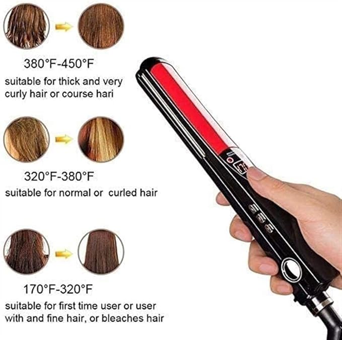 Hair Straightener 2-in-1 Straightener and Curler for All Hairstyles Heats Up Fast Hair Straightening Iron LCD Display Gift for Girls Women