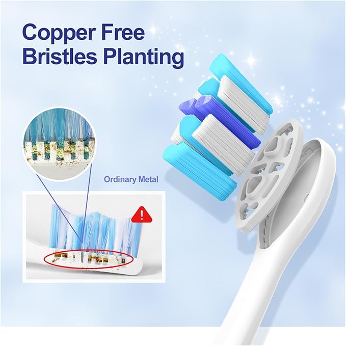 Electric Toothbrush Heads 12 PCS Compatible for Adults 5 Modes Pressure Sensor IPX7 Waterproof with Holder C027(SG-C027-12PCS Blue)
