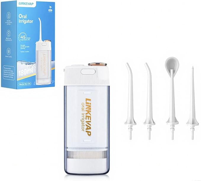 Water Flossers for Teeth Irrigador Dental for Teeth Cleaning &amp Flossing 180ML Mini Collapsible Portable Waterproof Electric Water Dental Flosser for Travel Business 3 Modes and 4 Jet Tips Whit