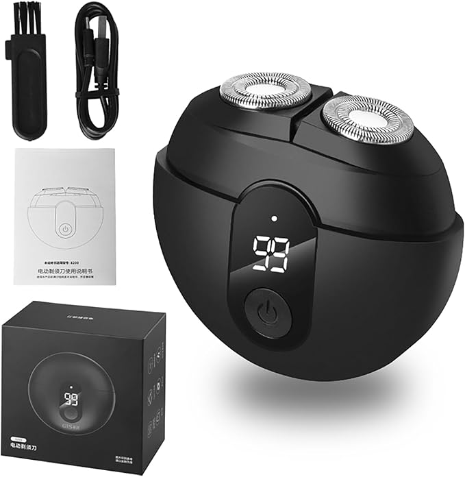 WAIKIL Rotary Electric Shaver Mini Portable for MenFacial Trimmer LED Cordless Rechargeable Men's Grooming IPX7 Waterproof Wet and Dry Choice for Travel