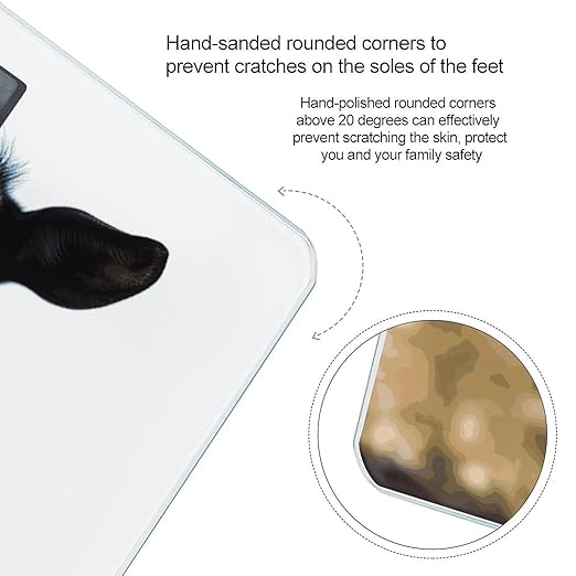 Cute Black Goat Animal Bathroom Scale Automatic Power On/Off Body Scales LCD Backlight Display Square Digital Scale Rounded Corners Bathroom Scales for Home Bedrooms
