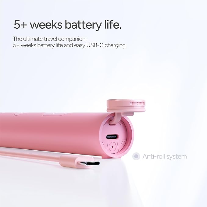 ORDO Lite Sonic Toothbrush Electric Toothbrushes with 35000 Pulses Per Min Dual Modes Over 5 Weeks Battery Smart Timer Waterproof USB C Petal