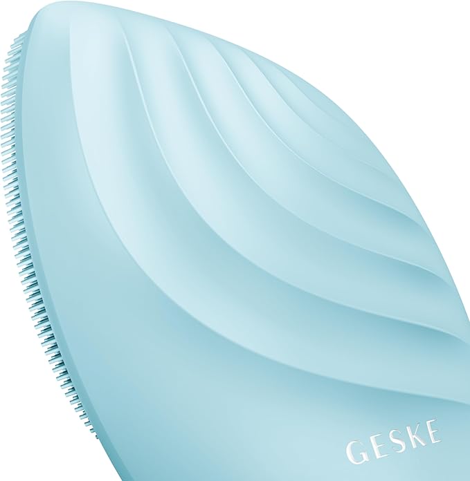GESKE SmartAppGuided Sonic Facial Brush 5 in 1 | Vibrating Electric Cleansing Brush | Soft Silicone | Professional Cleanser | Skin Exfoliator | Face Massager