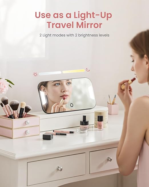 RENPHO Portable Rechargeable Scale for Body Weight Travel Weight Scale with Travel Makeup Mirror Slide-Out LED Display Digital High Accurate Scale for Traveling 400lbs Core Go 8.98 x 5.28