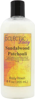 Eclectic Lady Liquid Pearl Body Wash - Sandalwood Patchouli Scent 3-in-1 Use For Bubble Bath Hand Soap &amp Body Wash Phthalate-Free Sandalwood Patchouli Fragrance Handcrafted in USA (8 oz)