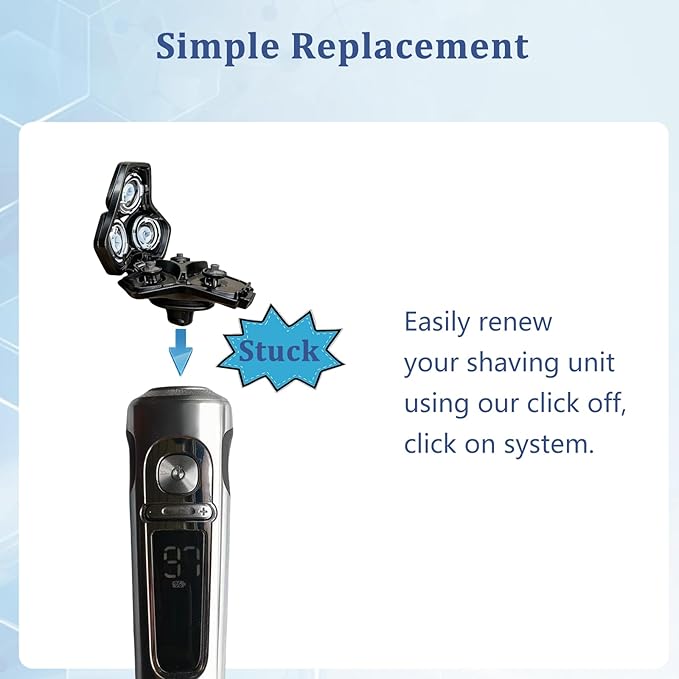 Upgraded SH71 Complete Shaver Head Replacement Full Rotary Unit with Integrated Base Compatible with Philips Norelco 7000/S5500 15 Precision Blades &amp Metal Holder (Blue)