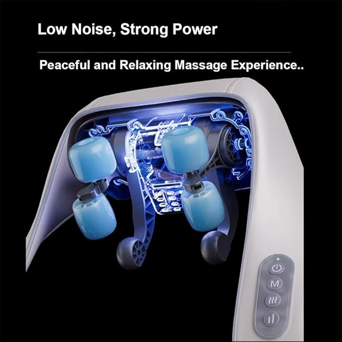 Neck &amp Shoulder Massager Portable Electric Back Massager with Soothing Heat 6D Shiatsu Neck Massager with Back Buckle Design Cordless &amp Quiet Operation Reduce Stress (Gray)
