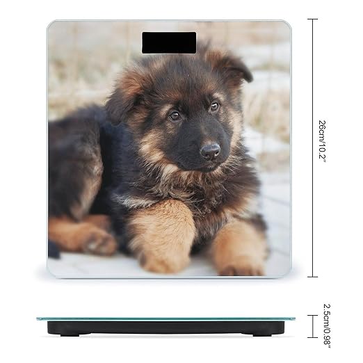 German Shepherd Puppies Scale for Body Weight Anti-Slip Sturdy Tempered Glass Weighing Machine Highly Digital Accurate Bright LCD Bathroom Scale for Household Gift