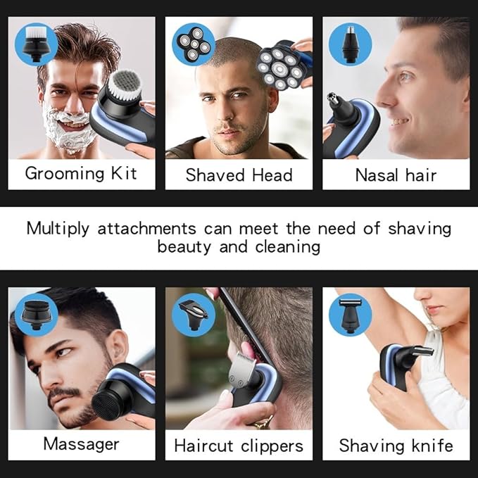 Head Shaver for Men 6 in 1 Floating Head Shaver for Bald Men Waterproof Electric Razor for Men with Nose Hair Trimmer Wet/Dry Grooming Shaving Machines