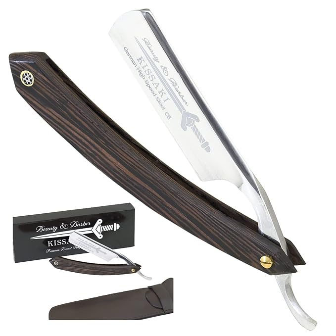Straight Razor SHAVE READY-Shaving Knife Sharp Steel Cutthroat Straight Edge Blade Vintage Wenge Wood Handle Classic Barber Approved