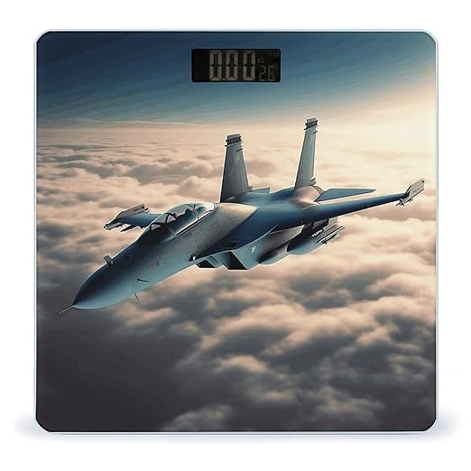 Aircraft Fighter Jets Bathroom Scale Weight Scale for Body WeightHighly Accurate Digital Weighing Machine Clear LED Display Digital Bathroom Body Scale 400lb/182kg