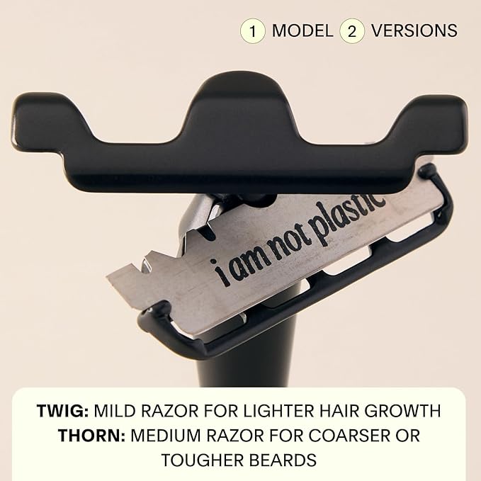Leaf Twig Razor by Leaf Shave All-Metal Single Blade Razor for Men &amp Women Fixed Head w/Magnetic Load Assist Includes 5 Stainless Steel Blades - Face Shaving Lighter Hair Sensitive Skin - Chr