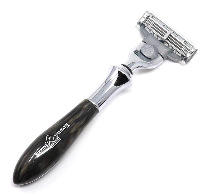 Edwin Jagger Plaza Imitation Black Marble Handle For A Gillette Mach3 Razor Cartridge (Imitation Black Marble)