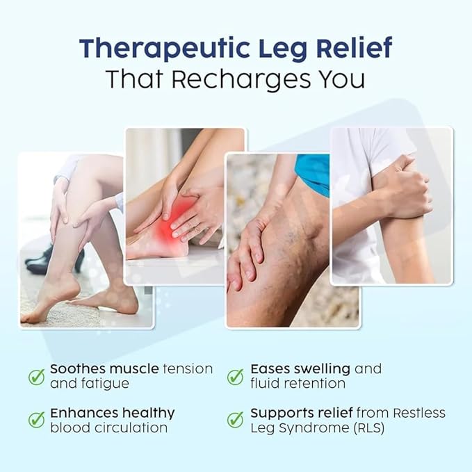 Portable Calf Massager with Adjustable Compression &amp Heat – Leg Wrap Massager for Circulation and Pain Relief – Rechargeable Adjustable Fit