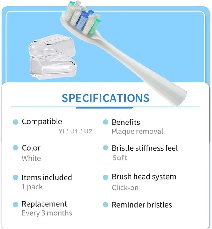 16pcs Replacement Toothbrush HeadsCompatible for U Y1/Y1S/Y1pro/Y3/Y4/Y5/P1/P3/P4/P5/P10/U1/U2/U3/U4 Series Bristle Nozzles