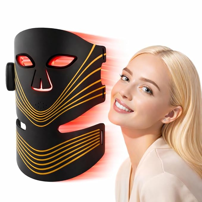 Red Light Therapy Face and Neck Mask - FDA 510 (k) Cleared (K253054) LED Facial Mask for Beauty and Skin Glow | 3 Light Modes Soft Silicone Rechargeable