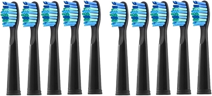 Replacement Electric Toothbrush Head Bristle Brush Refill Compatible for Fairywill Refills FW-D1/FW-D3/FW-D7(10 PCS BK)