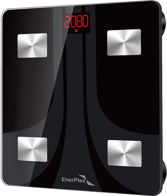 EnerPlex Fit 2020 Model Bluetooth Body Fat Scale Weight Scales Digital Smart Body Composition Wireless Analyzer BMI Scale Health Monitor with Smartphone APP 396 lbs Black