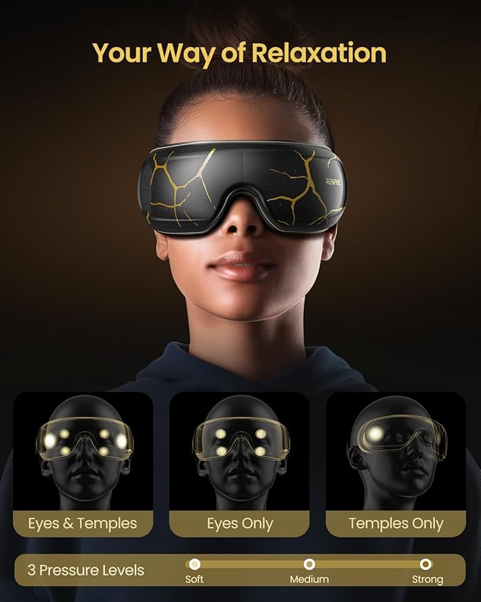 RENPHO Eye Massager with Heat and Cooling Voice Control Birthday Gifts for Men Women Dad Him Her Eye Mask for Migraines Eye Care with Massage Reduce Dry Eyes Eyeris Kintsugi