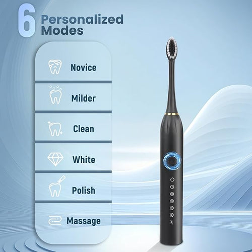 12 Pack Adult Electric Toothbrush Rechargeable Sonic Electric Toothbrush with 4 Brush Heads 6 Modes Timer Function IPX7 Waterproof 3 Colors Available