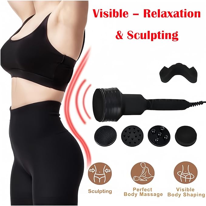Cellulite Massager Electric Vibrating Professional – with 5 Interchangeable Heads Deep Tissue Relief Muscle Relaxation Durable Design for Salon &amp Home Use