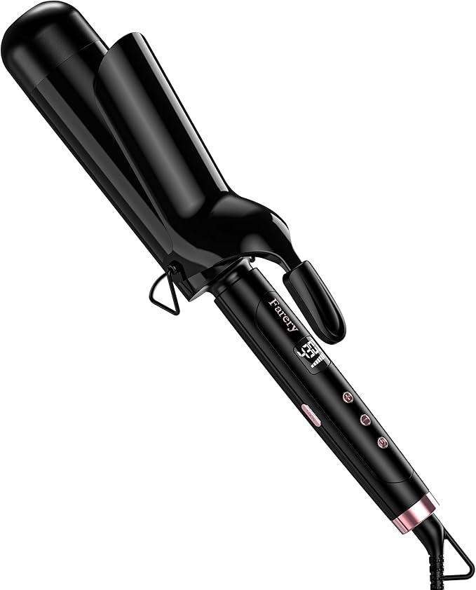 Farery 2 inch Curling Iron For Long Hair Lightweight Large Barrel Curling Iron 2 Inch Ceramic Curling Wand Infused Argan Oil &amp Keratin for Bouncy Big Curls 9 Temps Digital Display &amp Lock Ke