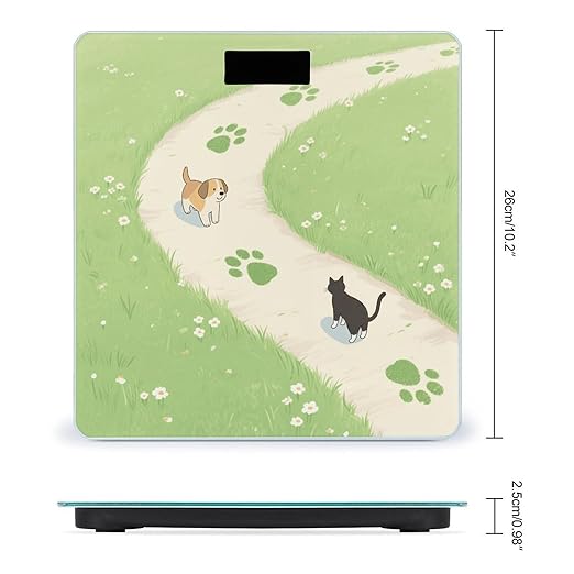 Dog Cat Foot Prints Weight Scale Large Digital Bathroom Scales with Bright LED Display Non Slip Digital Scale and Step On Fashion Weighing Machine for Body
